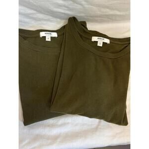 *2pk* Small Agolde Shrunken Crop Crew Neck Tees Dark Olive Green
